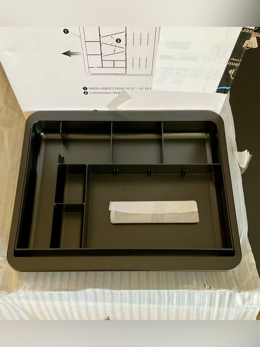 NIB OFFICEMATE Expandable Desk Drawer Insert Black Plastic Divider Organizer